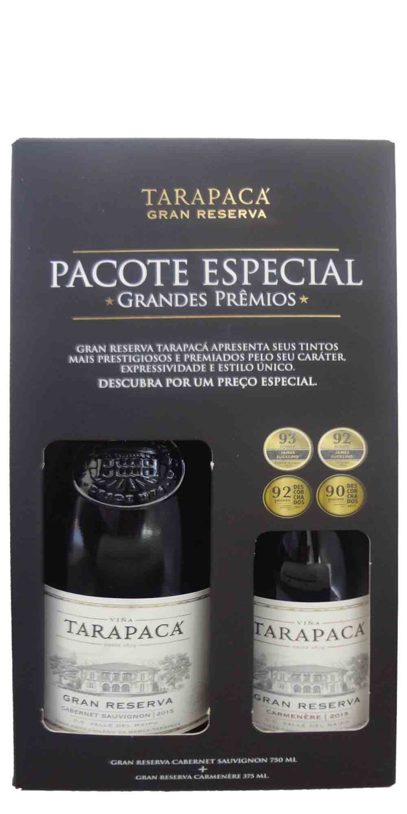 Kit Gran Reserva Tarapaca Cabernet Sauv 750 ML + Carmenere 375 ML Kit Gran Reserva Tarapaca Cabernet Sauv 750 ML + Carmenere 375 ML